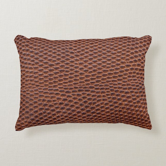 Crocodile Skin: Brown Leather Texture Decorative Cushion (Front)