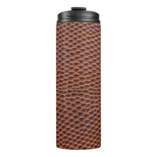 Crocodile Skin: Brown Leather Texture Thermal Tumbler