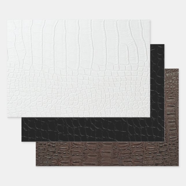 Crocodile Skin Print on three colours Wrapping Paper Sheet (Set)