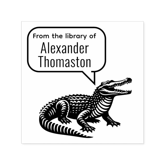 Crocodile Speech Bubble Library of Book Name Self-inking Stamp (Design)