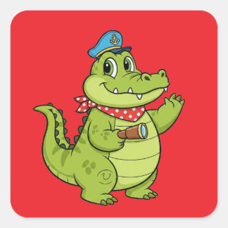 crocodile square sticker