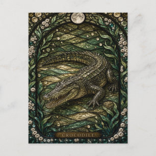 Crocodile Tidal River Illumina Stained Glass Postcard