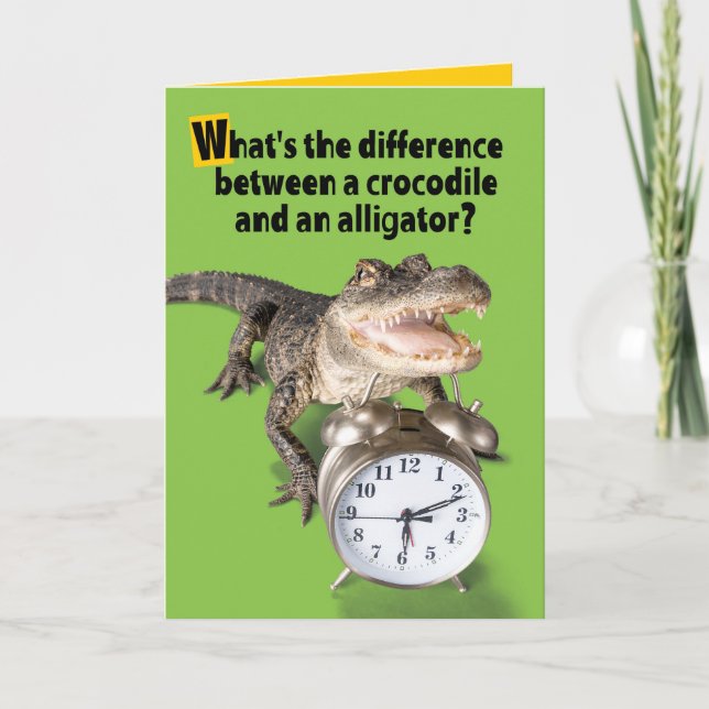 Crocodile Verses Alligator Riddle See You Soon Card (Front)