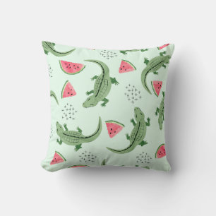 Crocodile Watermelon, Abstract Vintage Pattern. Cushion