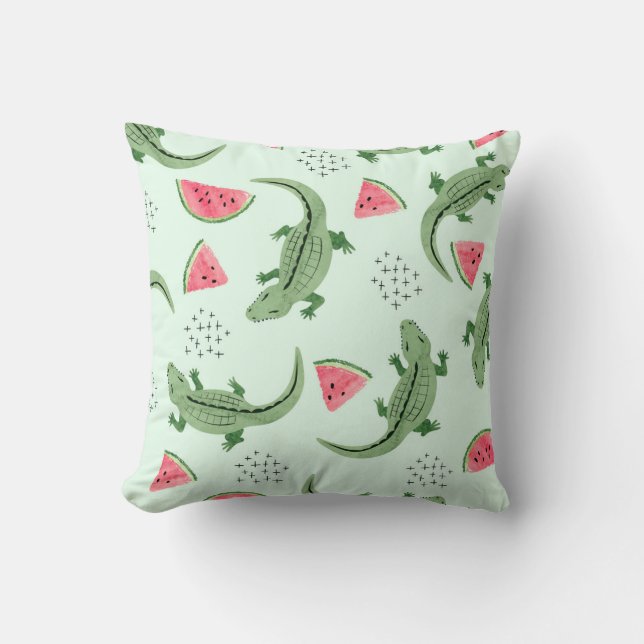 Crocodile Watermelon, Abstract Vintage Pattern. Cushion (Front)