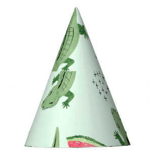Crocodile Watermelon, Abstract Vintage Pattern. Party Hat