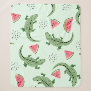Crocodile Watermelon, Abstract Vintage Pattern. Sherpa Blanket