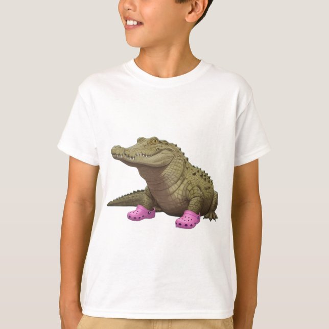 Crocodile wearing croc shoes  T-Shirt (Front)