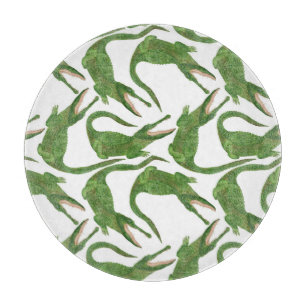 Crocodile White Watercolor Array Cutting Board