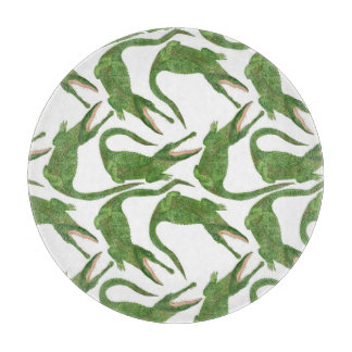 Crocodile White Watercolor Array Cutting Board