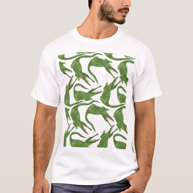 Crocodile White Watercolor Array T-Shirt (Front)