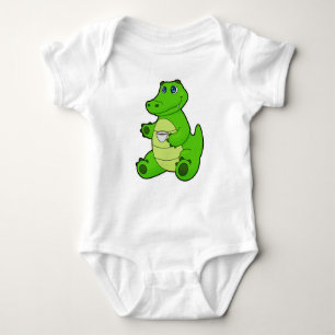 Crocodile with Cup of Coffee Baby Bodysuit