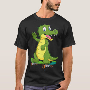 Crocodile with skateboard skateboarding skater boy T-Shirt