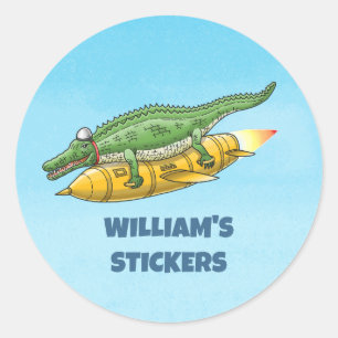 Crocodile's Golden Rocket Classic Round Sticker