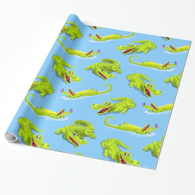 Crocodiles in the River Wrapping Paper (Unrolled)
