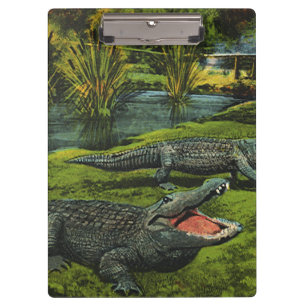 Crocodiles, Vintage Marine Life Reptiles Animals Clipboard
