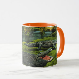 Crocodiles, Vintage Marine Life Reptiles Animals Mug