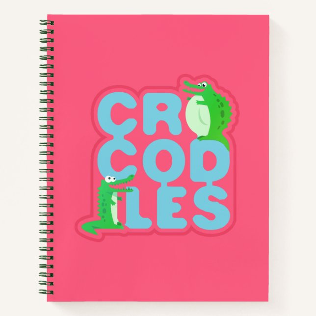 Crocodiles with two happy crocs - blue letters notebook (Front)