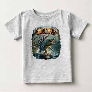 Croctopus Illustration – Crocodile Octopus Scary Baby T-Shirt