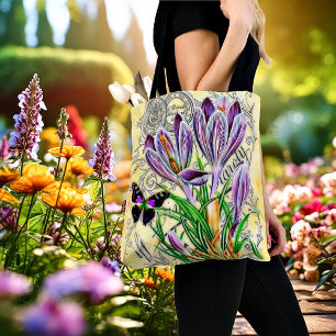 Crocus and butterfly tote bag