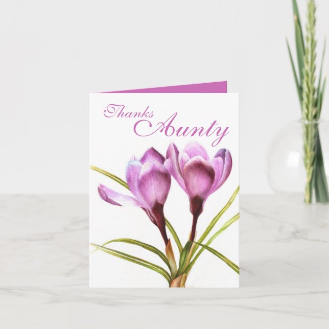 Crocus art "Thanks Aunty" purple card (Front)