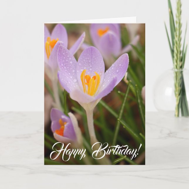 Crocus Birthday Blessings Card (Front)