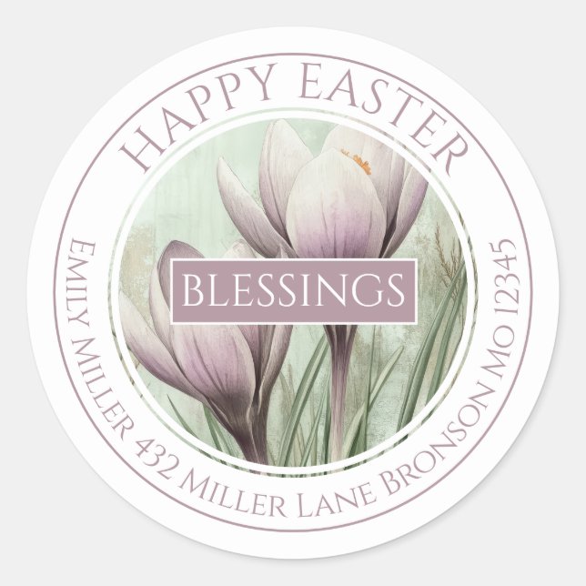 Crocus Bloom Easter Classic Round Sticker (Front)