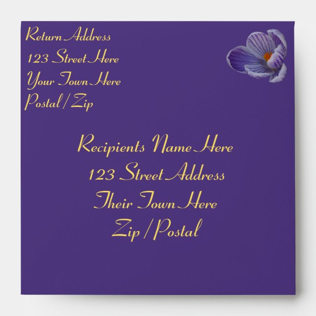 Crocus Envelopes Custom Purple Flower Envelopes (Front)