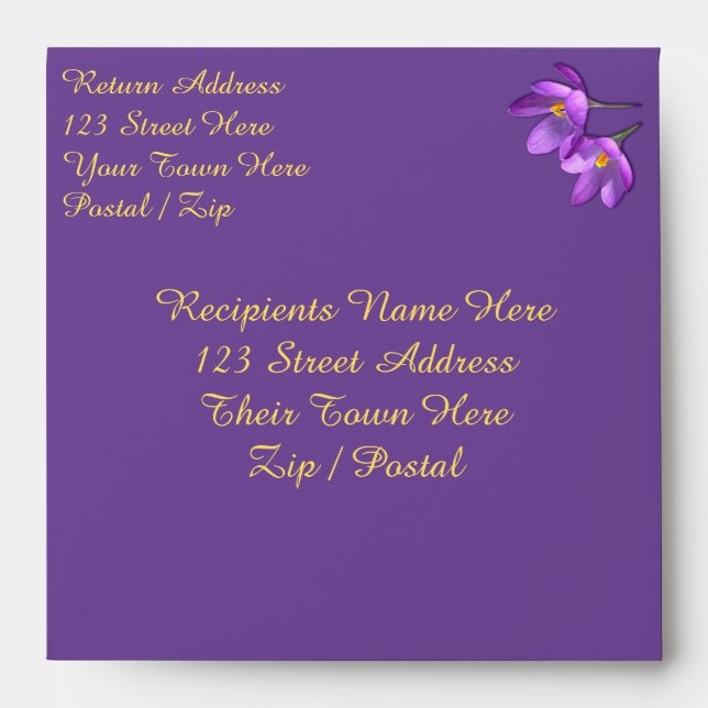 Crocus Envelopes Custom Purple Flower Envelopes (Front)
