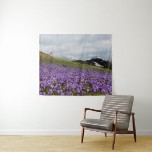 Crocus flowers at Velika Planina, Slovenia Tapestry