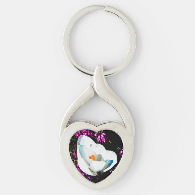 Crocus In Flower Bed Key Ring (Front)