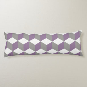 Crocus Purple and Grey Isometric Cube Pattern Body Cushion