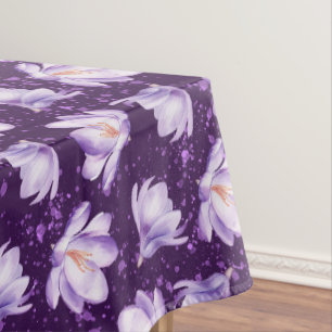 Crocus Spring Floral Pattern Tablecloth