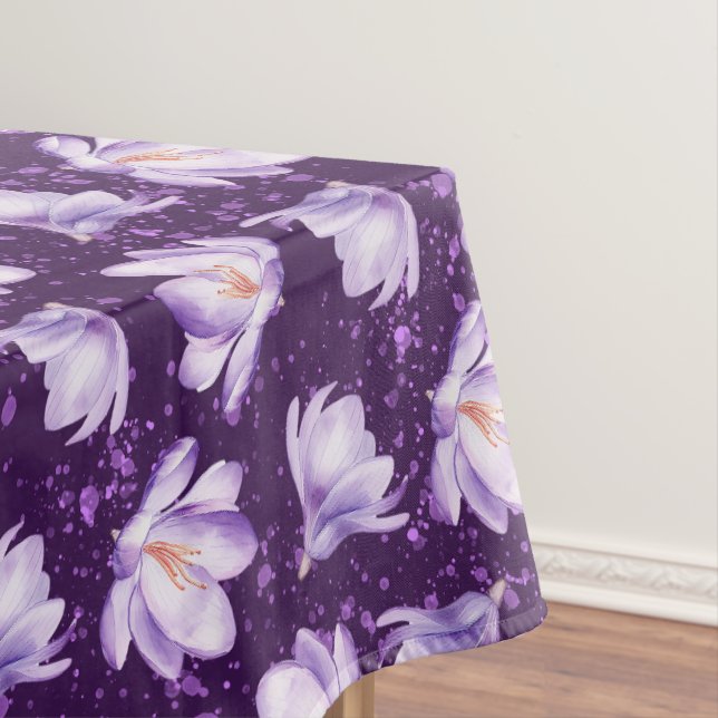 Crocus Spring Floral Pattern Tablecloth (In Situ)