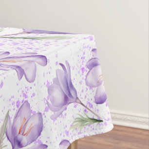 Crocus Spring Floral Pattern Tablecloth