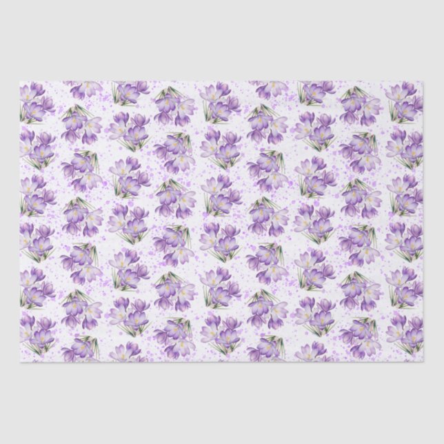 Crocus Spring Floral Pattern Tissue Paper (Front)