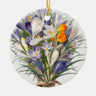Crocus Spring Flower Botanical Floral Art Ceramic Ornament