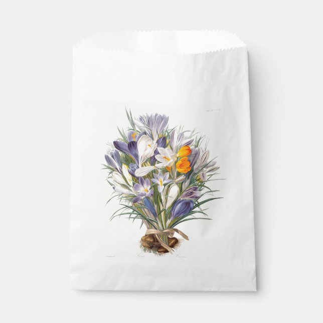 Crocus Spring Flower Botanical Floral Art Favour Bag (Front)