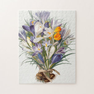 Crocus Spring Flower Botanical Floral Art Jigsaw Puzzle