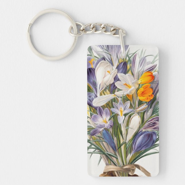 Crocus Spring Flower Botanical Floral Art Key Ring (Front)