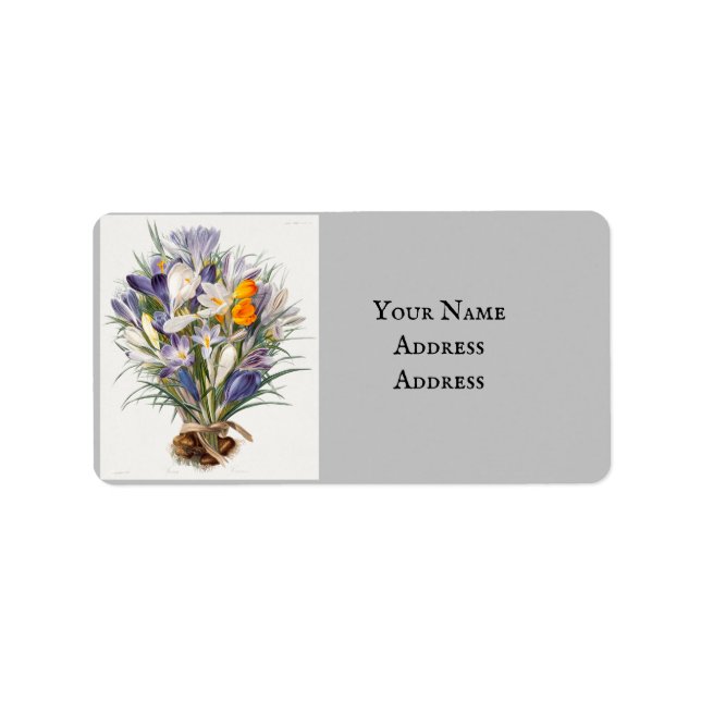 Crocus Spring Flower Botanical Floral Art Label (Front)