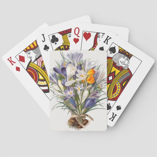Crocus Spring Flower Botanical Floral Art Playing Cards (Back)