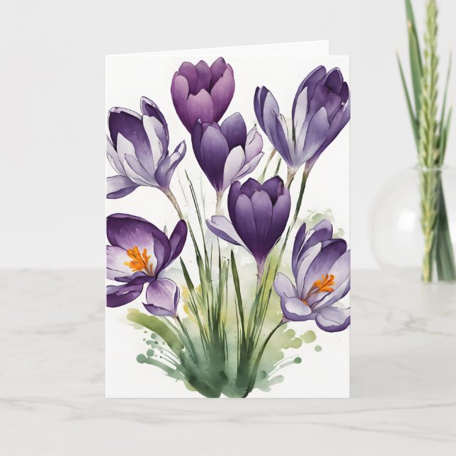 Crocus - Watercolor flowers Card (Front)