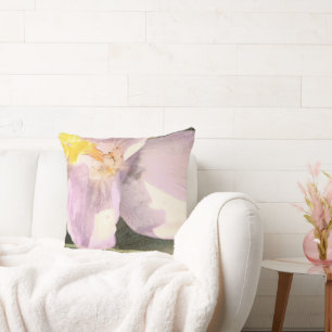 Crocus Watercolor Painted Flower Cushion