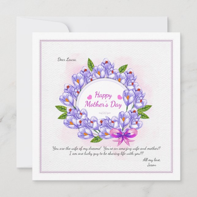 Crocus Wreath Mother's Day Photo Card (Front)
