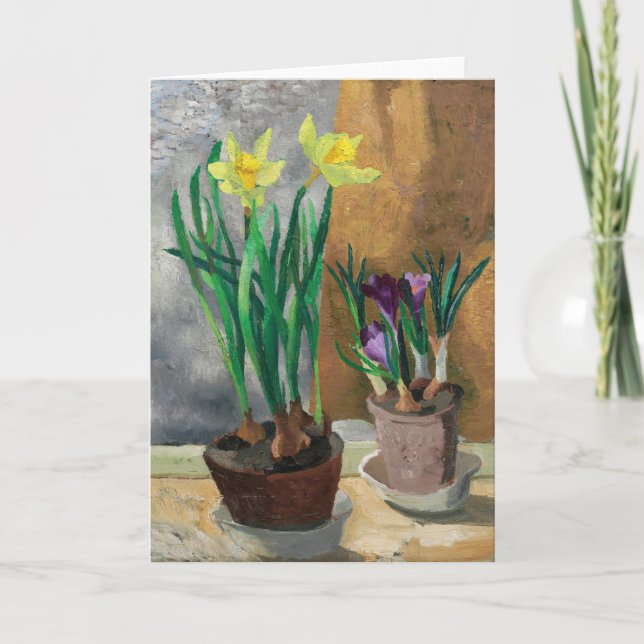 Crocuses and Daffodils in Pots | Christopher Wood Card (Front)