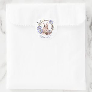 Crocuses, Daffodils Easter Flowers and Rabbit Classic Round Sticker