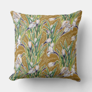 Crocuses, floral pattern, beautiful spring flowers cushion