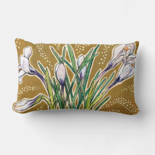 Crocuses, floral pattern, beautiful spring flowers lumbar cushion