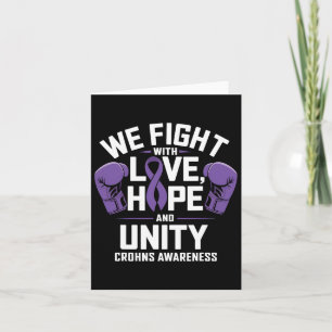 Crohns Awareness Love Hope Unity Purple Ribbon Box Card